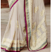 Sensational Cream Colored Embroidered Pure Crape Saree Sensational Cream Colored Embroidered Pure Crape Saree